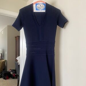 Sandro navy blue knit dress
